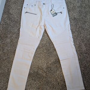 White Moto-Style Skinny Pants (Multiple Sizes Available)